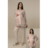 Hidden Beauty Lingerie Maternity 3 pcs - Pajamas Set with Robe, Pink - XL - 1 miniature