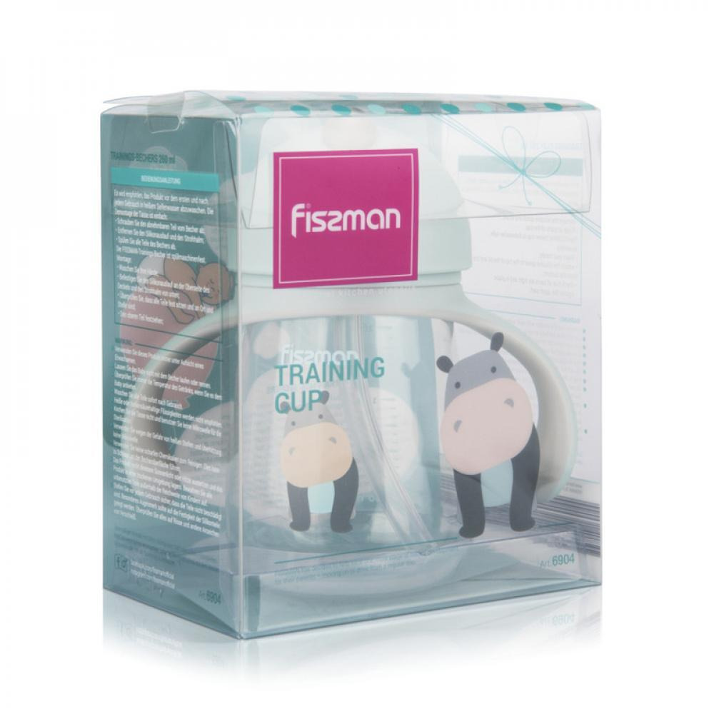 Fissman Training Cup for Toddler Drinkware with Spout \& Straw. Spill Proof Sippy with Handle Mint Green 260ml - 3