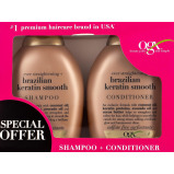 Shampoo and conditioner, Ogx, Ever straightening + Brazilian keratin smooth, 13 fl. oz. x 2 (385 ml x 2), Pack of 2 - 7 miniature