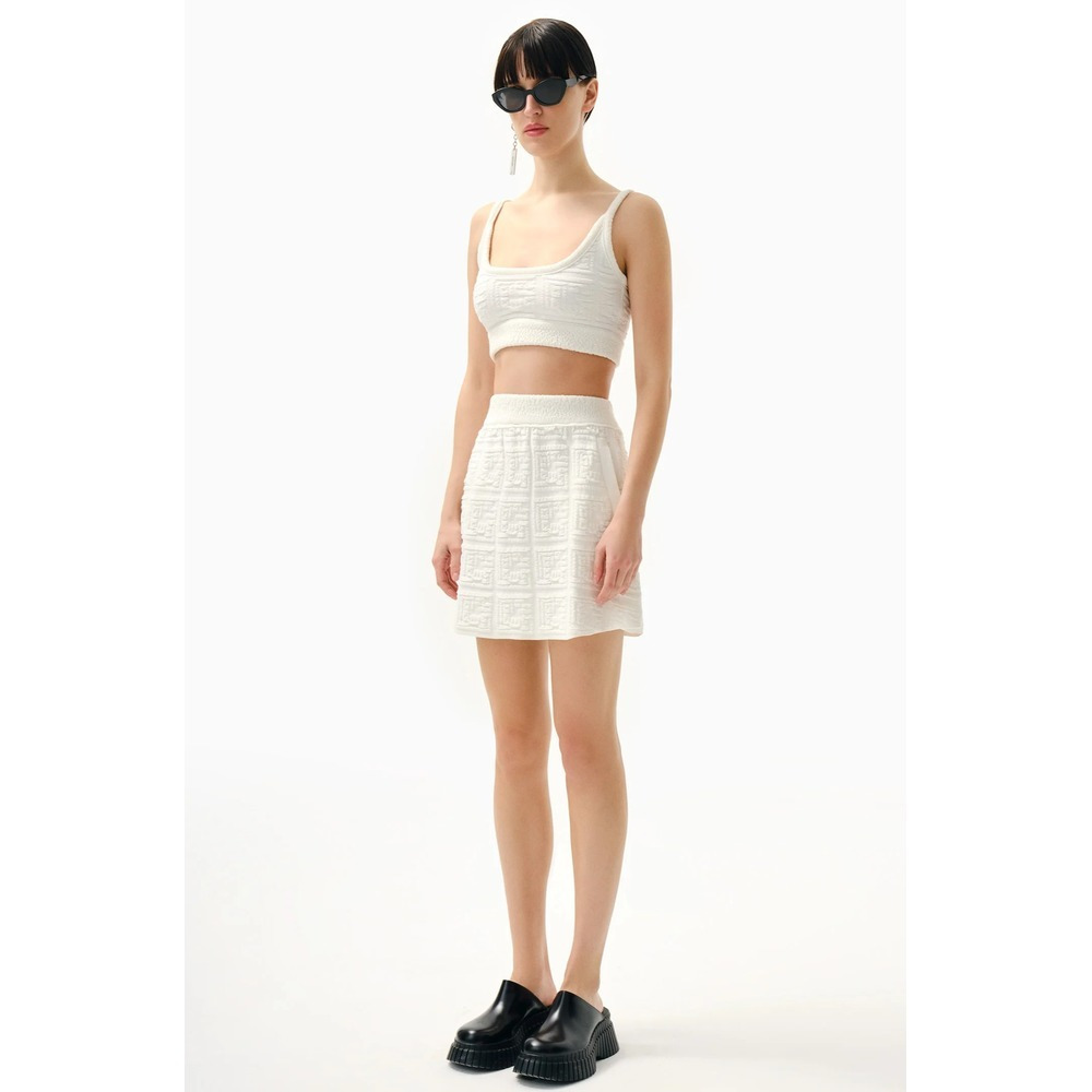 KNTLGY Tennis Look White Knitted Crop Tank Top, L - 1