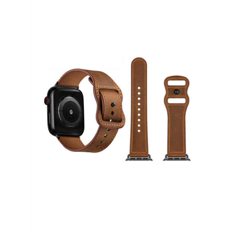 Perfii Infinity Solid Leather Replacement Band For Apple Watch 49, 45, 44, 42mm Series Ultra 8/7/6/5/4 SE - 2