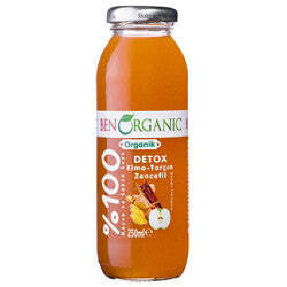 Ben Organic Detox Сок Яблока, Корицы И ИМБИРЯ, % Сахара, Без Глютена, Стеклянная БУТЫЛКА 250 мл - 1