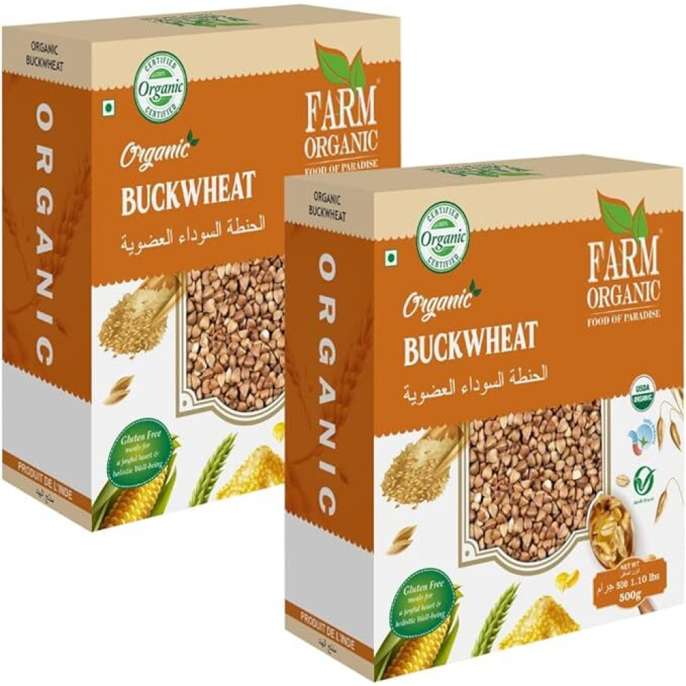 Farm Organic Gluten Free Buckwheat Whole 500g (Pack of 2) - 1