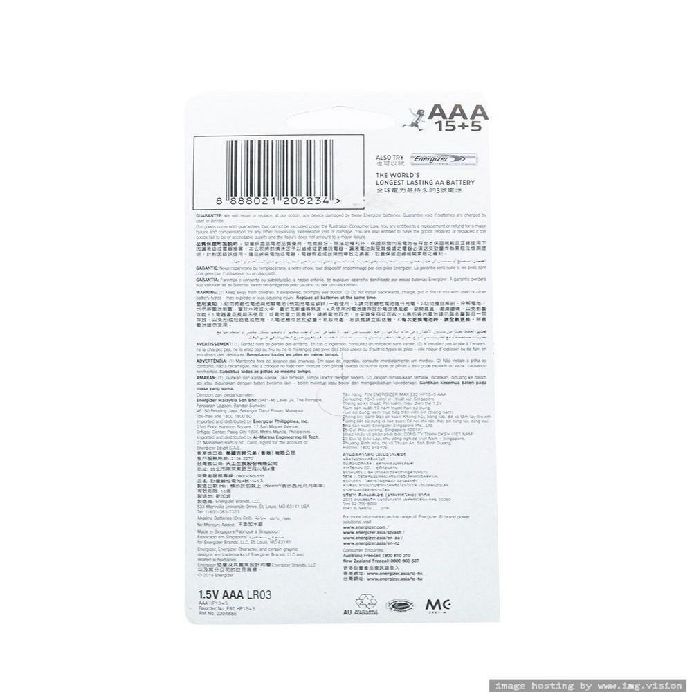 Energizer Alkaline Aaa 1.5V Promo Pack Of 20 - 2