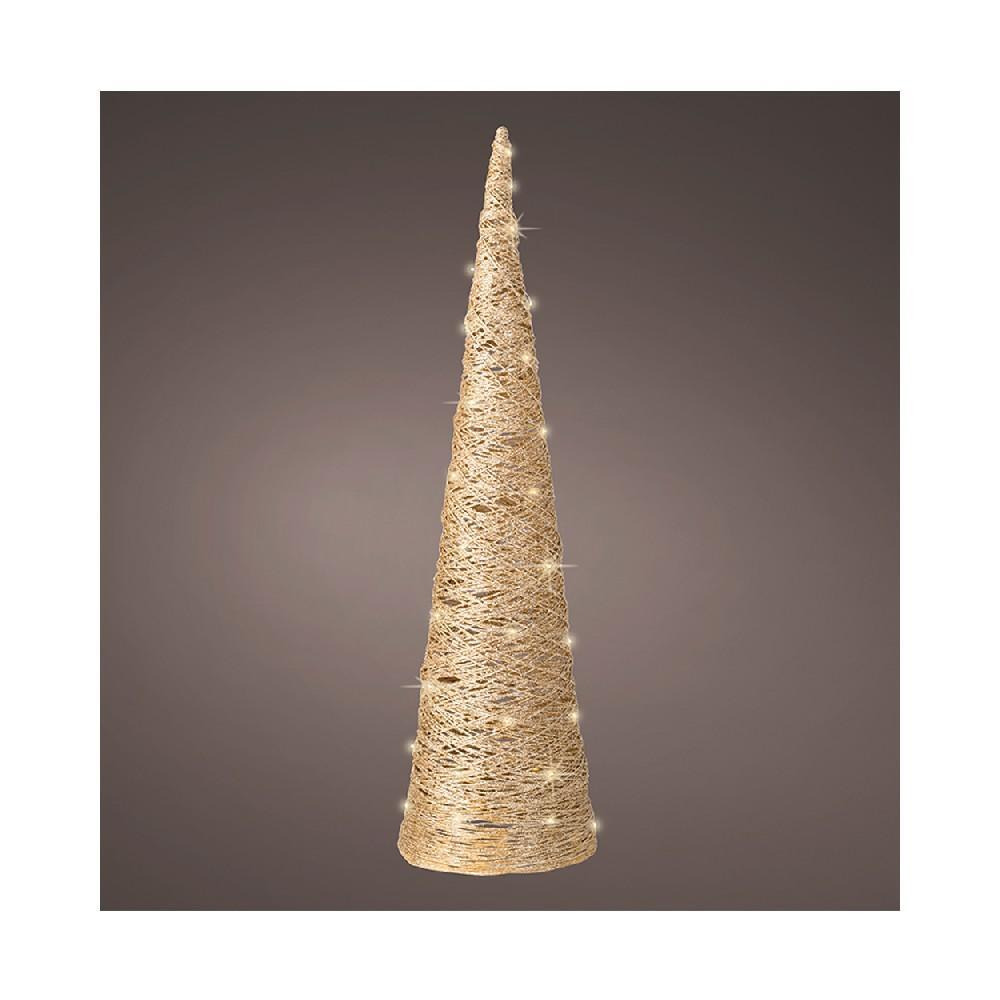 Kaemingk Decoris Micro LED 19.5 سم ورق مخروطي ببطارية ثابتة تعمل باللون الذهبي - 1