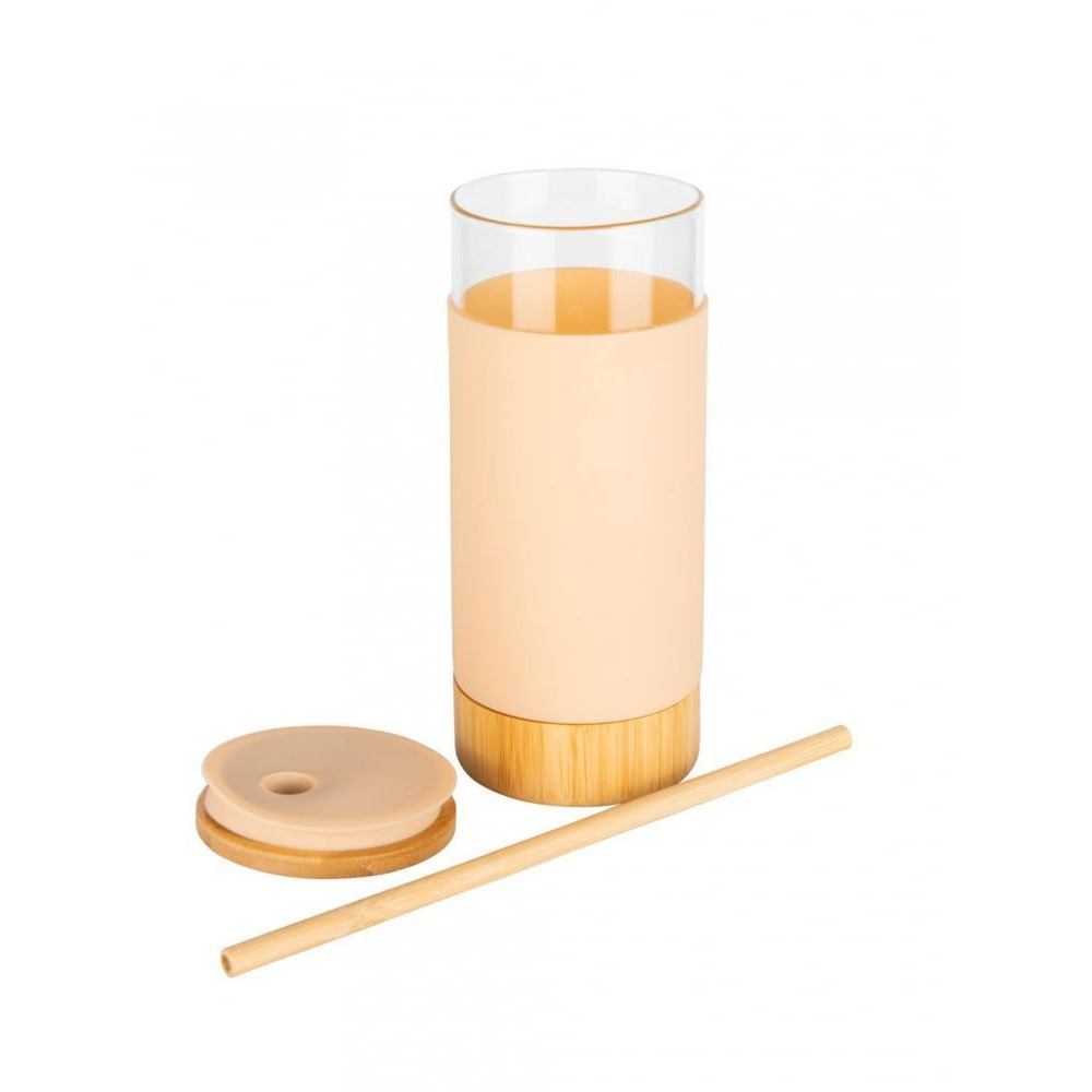 كوب للشرب مصنوع من زجاج الخيزران سعة 650 مل من ليتل ستوريج مع شفاطة عارية - 1