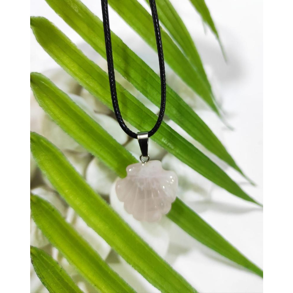 روز كوارتز شل على شكل قلادة الموضة - 1