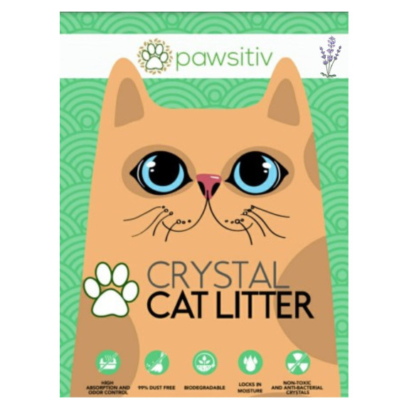 Наполнитель Pawsitiv Premium Silica Crystal Gel для Кошек и Котят — 8 Л лавандового цвета