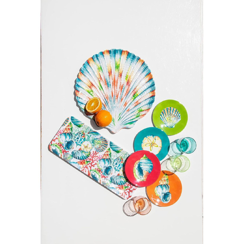 TarHong Sandbar Brights Ocean Themed Low Bowl, 8-Inch, 38-Ounce, Pure Melamine - 3