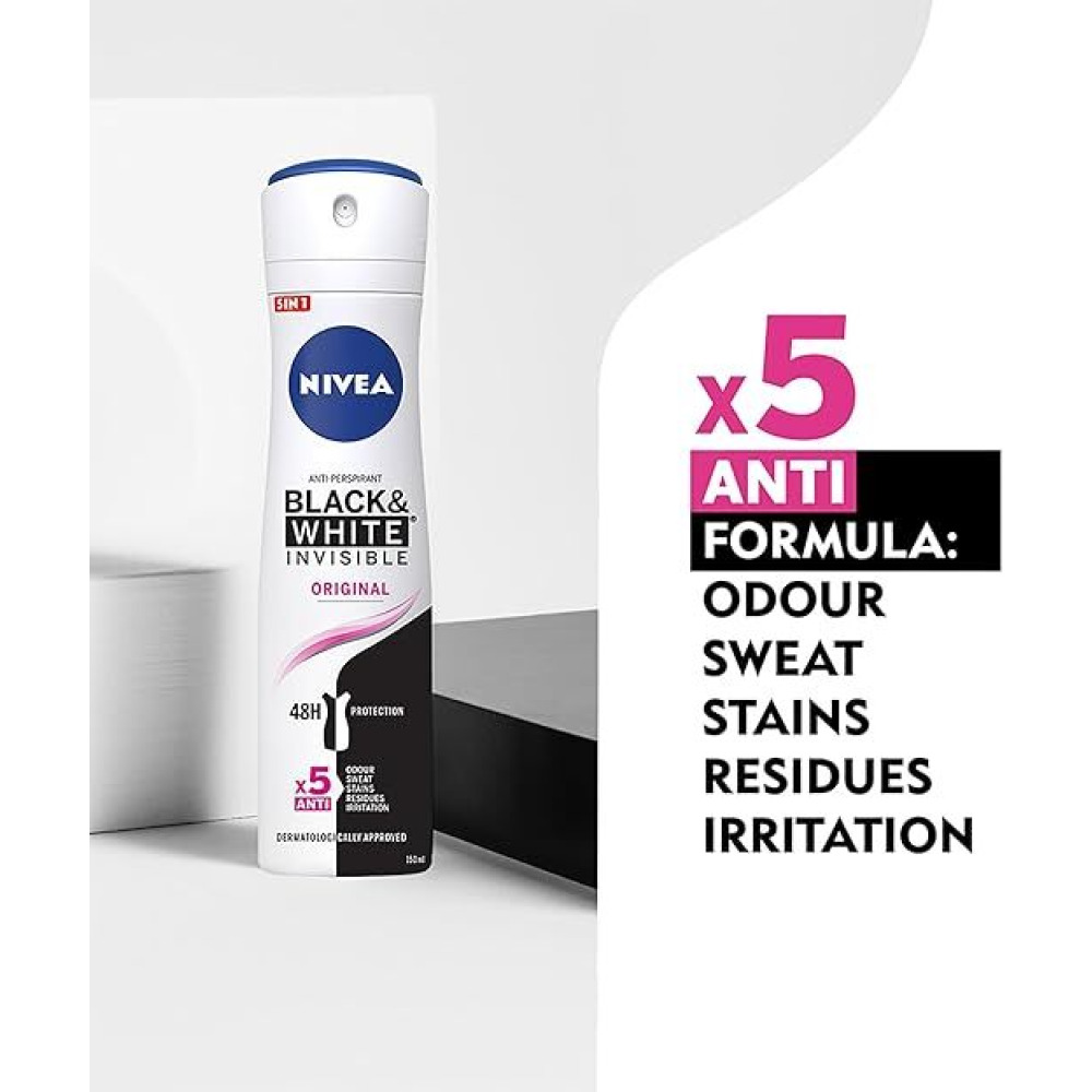 NIVEA, Women deodorant, Black and white, Original, Spray, 3*150 ml - 2