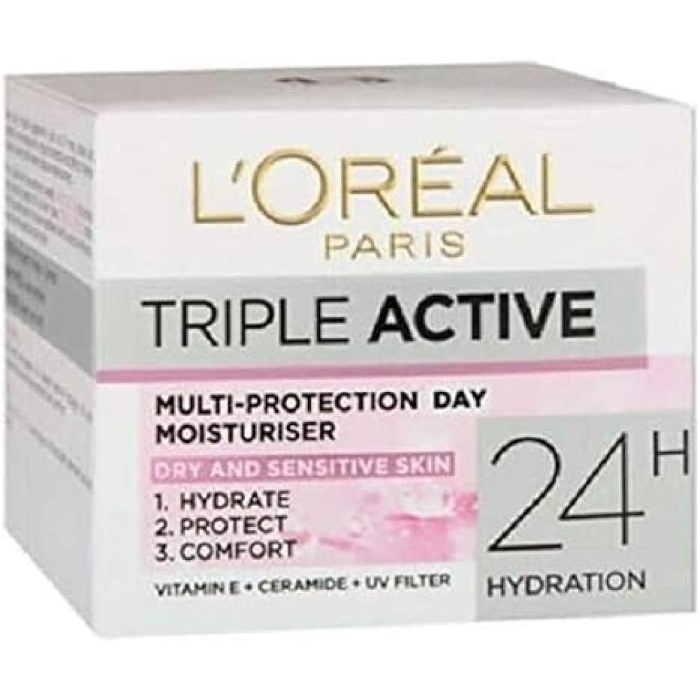 Loreal Paris Triple Active Дневной Увлажняющий Крем Для Сухой И Чувствительной кожи 50 мл - 1