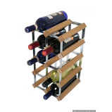 RTA Galvanized Steel & Light Oak Assembled 12 Bottel Wine Rack - 3 miniature