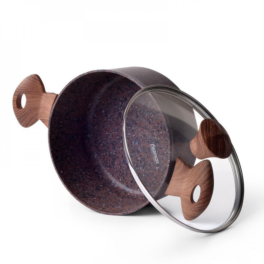 Fissman Stockpot Magic Brown Series With Glass Lid With Induction Bottom Aluminium With Non-Stick Coating 24x10.9cm\/4.7LTR - 1