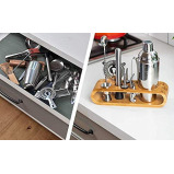 SOING / Bartender kit, 11-piece bar tool set with stylish bamboo stand, Silver - 7 miniature