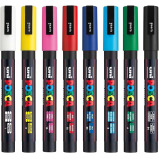 Uni Posca Water-Based Paint Bullet Markers - Multi-Surface, Non-Toxic, Ideal for Art and Craft Projects - 4 miniature