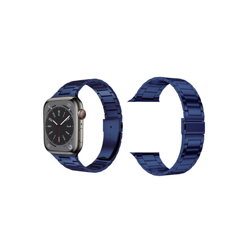 Perfii Stainless Steel Slim Triple Link Replacement Band for Apple Watch 41, 40, 38 mm Series 8/7/6/SE/5/4/3 - 1