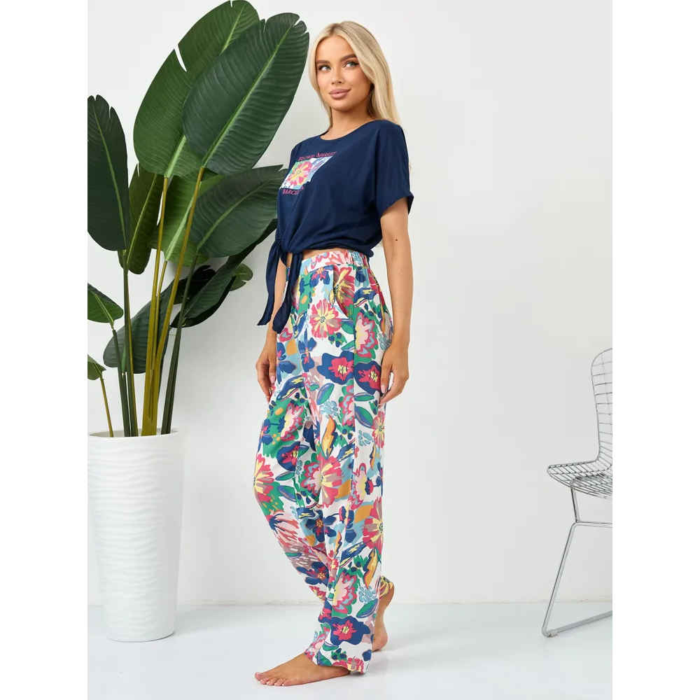 طقم بيجامة منزلي من Hidden BEAUTY Lingerie، أزرق داكن - XL - 4