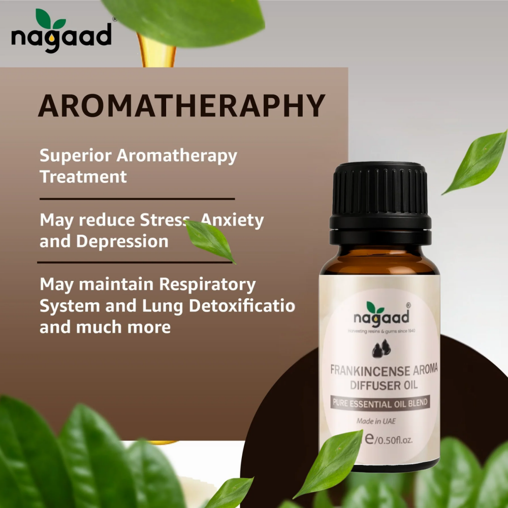 Nagaad Frankincense Aroma Diffuser Essential Oil Blend - 100% Organic Boswellia for Aromatherap - 5