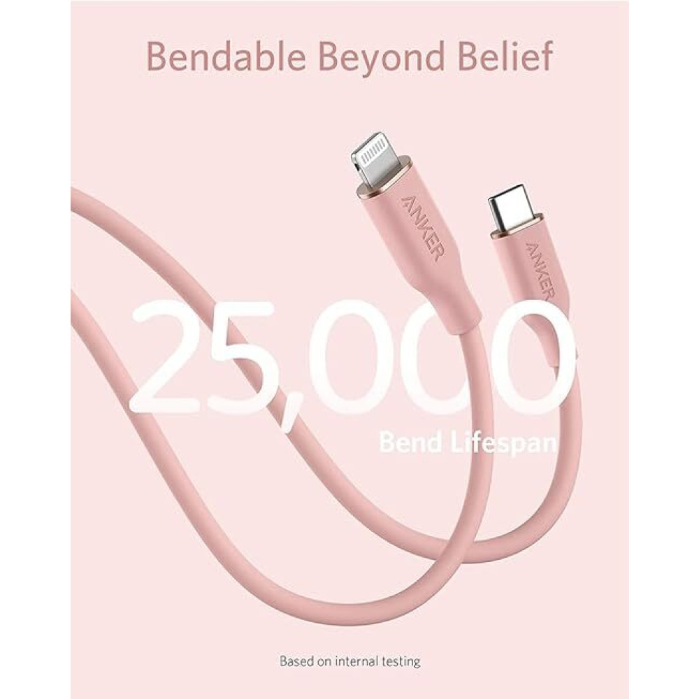 Anker, PowerLine III Flow USB-C to Lightning Cable, 0.9 m, Pink - 4