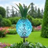 Exhart Pineapple Garden Stakes with Metal & Glass - 2 miniature