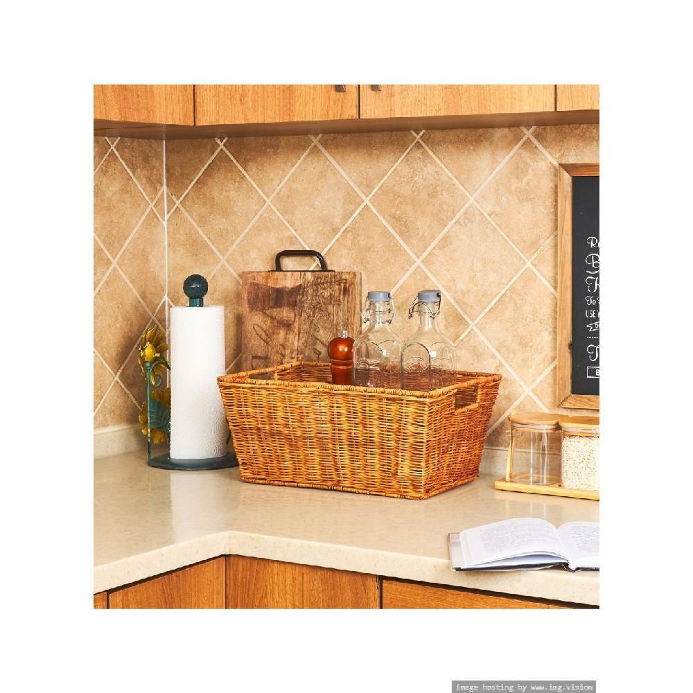 Homesmiths Brown Rectangular Rattan Tray Large - 3