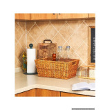 Homesmiths Brown Rectangular Rattan Tray Large - 3 miniature