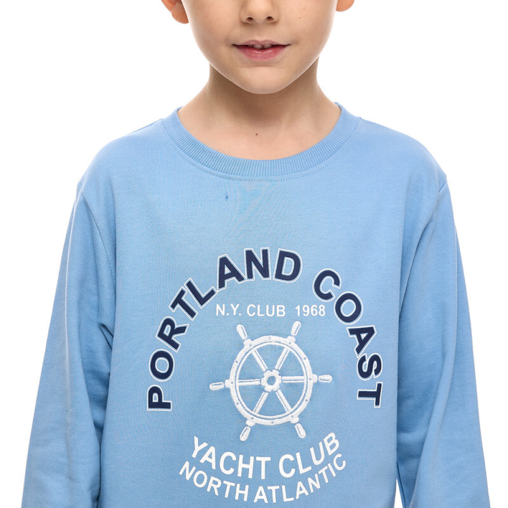 طقم مكون من قطعتين من سويت شيرت وبنطال رياضي للأولاد (7-8 سنوات) أزرق فاتح - أزرق داكن - 5