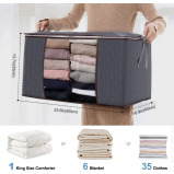 Lifewit / Clothes storage bag organizer, 3 pack 90L, Foldable with Sturdy Zippe - 2 miniature