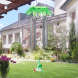 Exhart Solar Flower Wind Chime with 8 White LEDs Green Hummingbird - 7 miniature