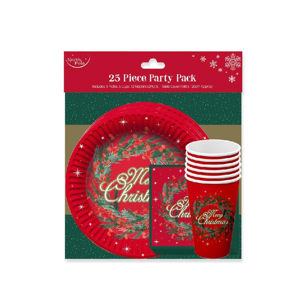 North Pole 25 Pieces Party Plates  Cups Set - 1