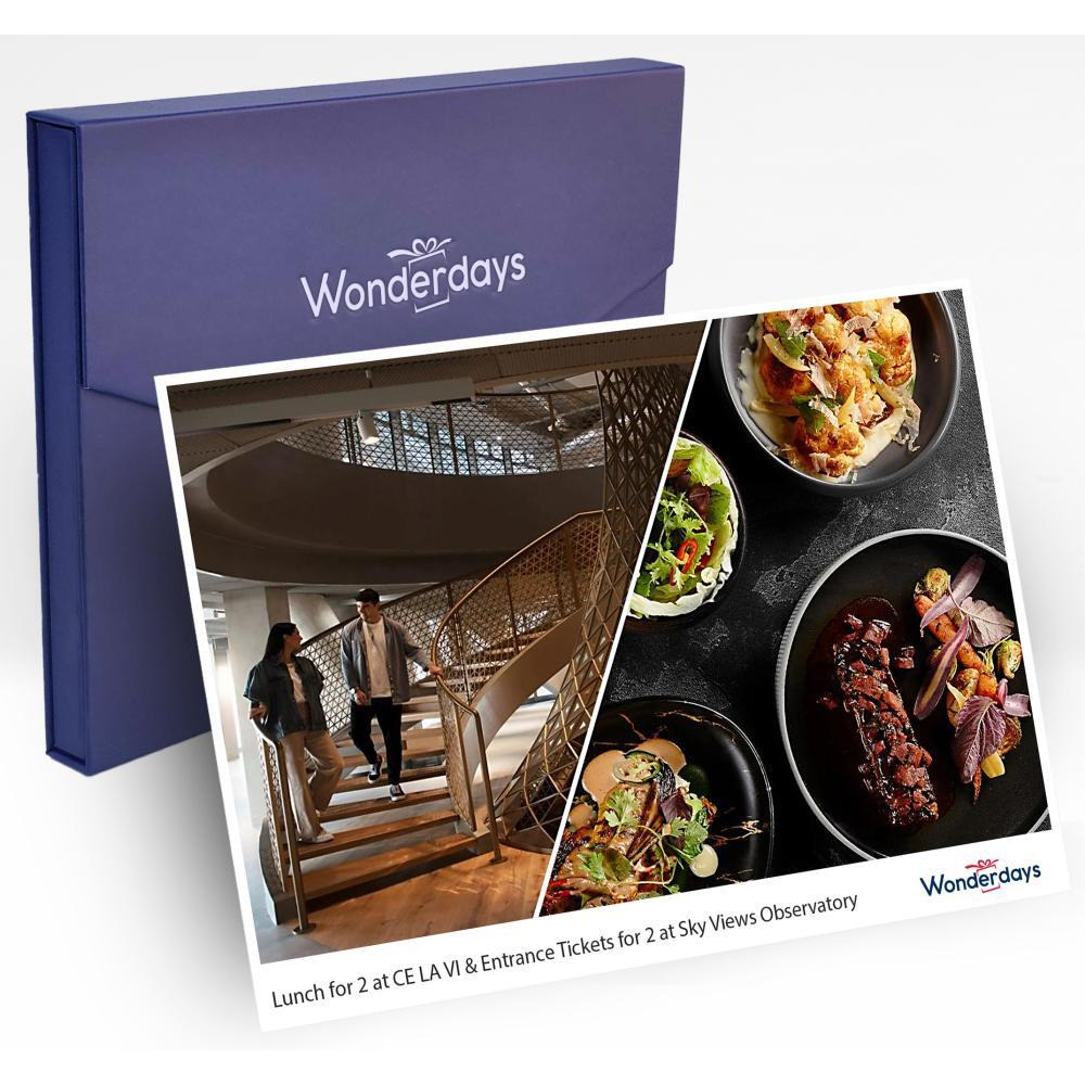 Wonderdays Premium Gift Box - Lunch for 2 at CE LA VI  Entrance Tickets for 2 at Sky Views Observatory - Unique gift for christmas, birthdays and any  - 1