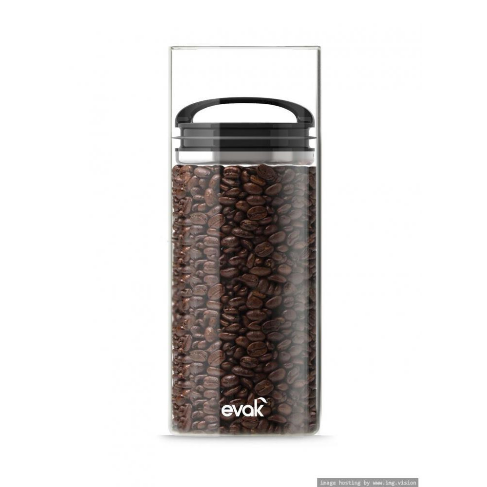 Evak Black Gloss Round Storage Container with Compact Handle Large - 1