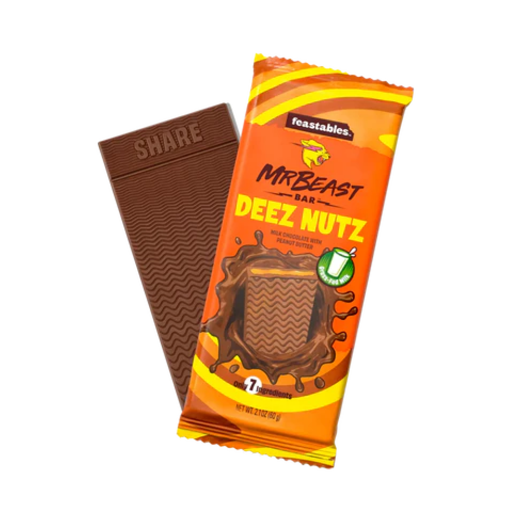 Feastables MrBeast Deez Nutz Peanut Butter Milk Chocolate Bar, 10*60 g - 2