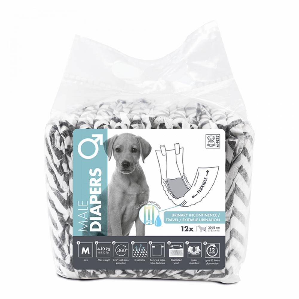 M-Pet Male Dog Diaper - 12pcs - M - 1