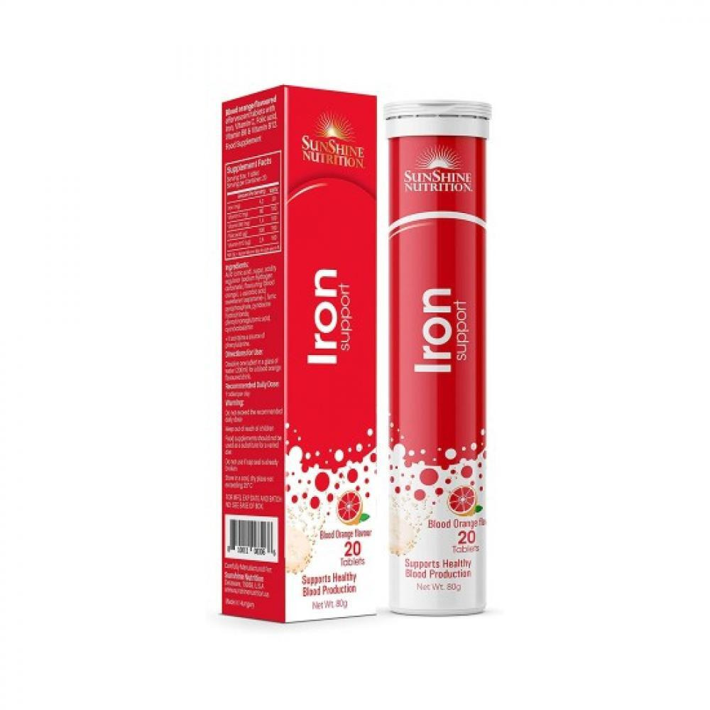 Sunshine Nutrition Iron Blood Orange Effervescent 20 Tablets - 1