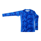 Long Sleeve UAEJJ Jiu Jitsu Camouflage Rash Guard for Men and Women, Blue, size S - 1 miniature