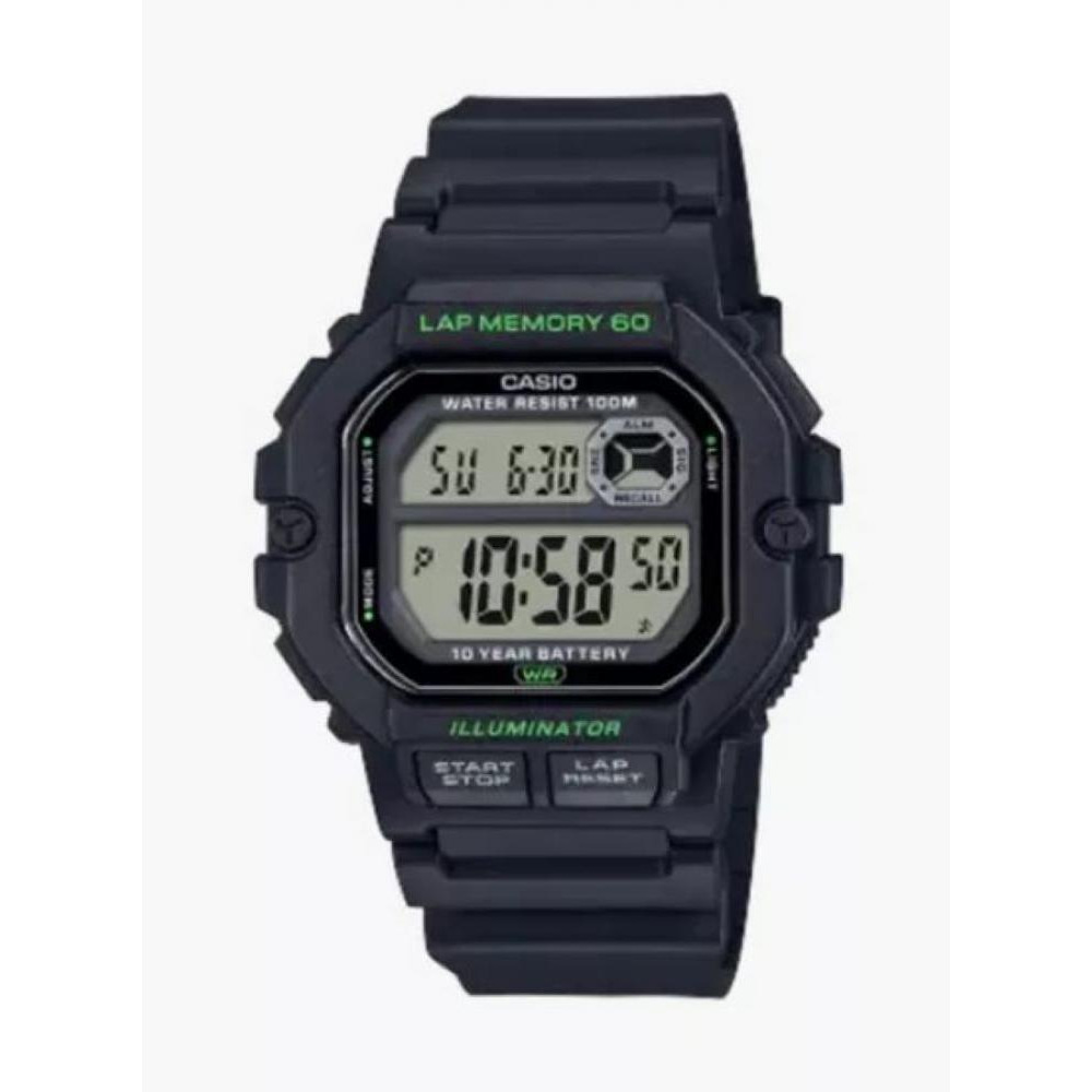 CASIO Water Resistant Resin Band Digital Wrist Watch WS-1400H-1AVDF - 44 mm - Black - 1