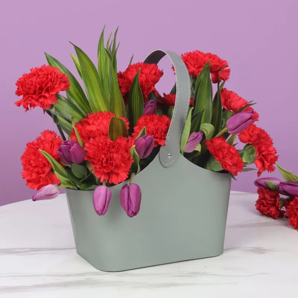 Red and Purple Flower Bag - 1