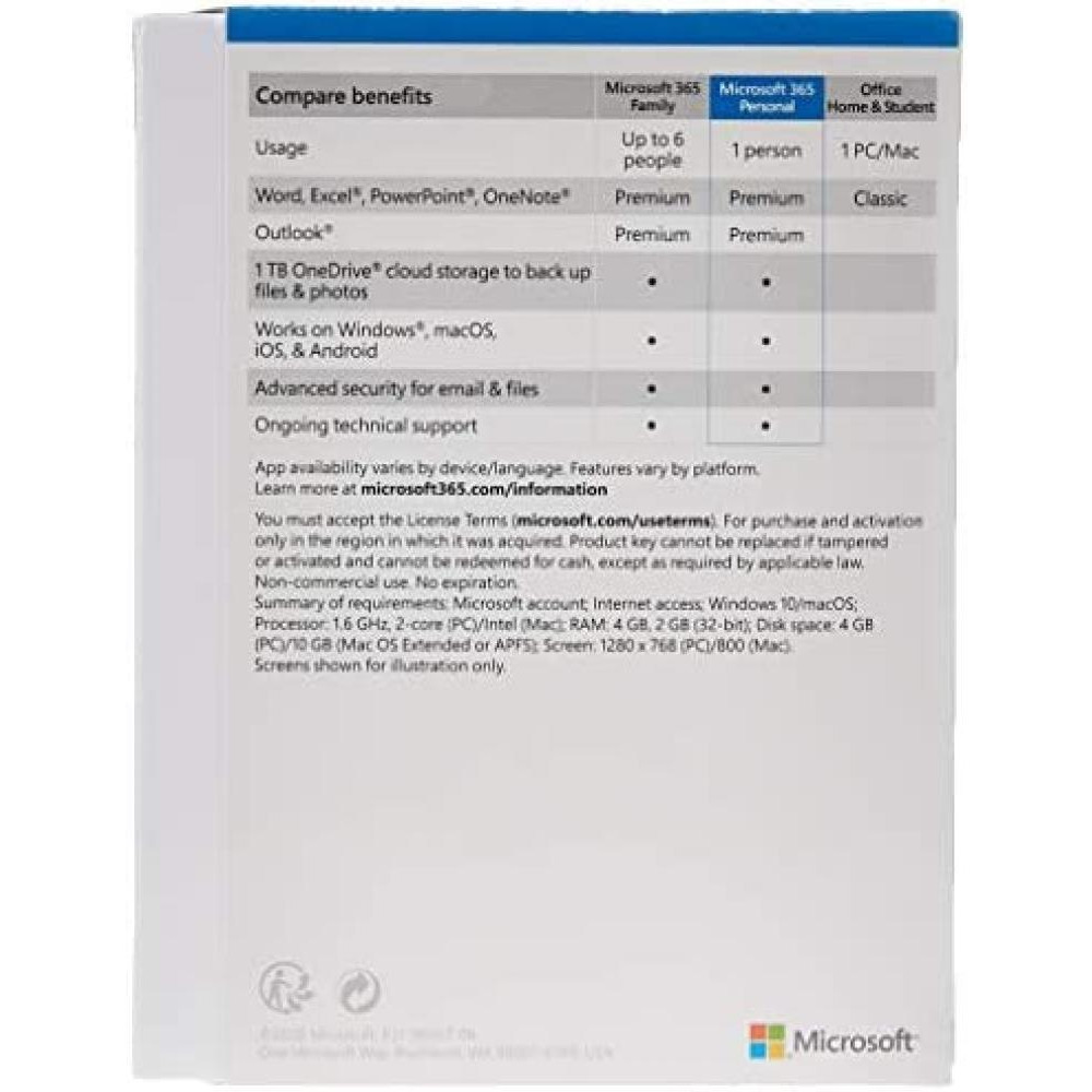 Microsoft 365 Personal - For Pc, Mac, Ios And Android, English Subscription, Middle East Version, 1 Year License For 1 USer - [Qq2-01011] - 2