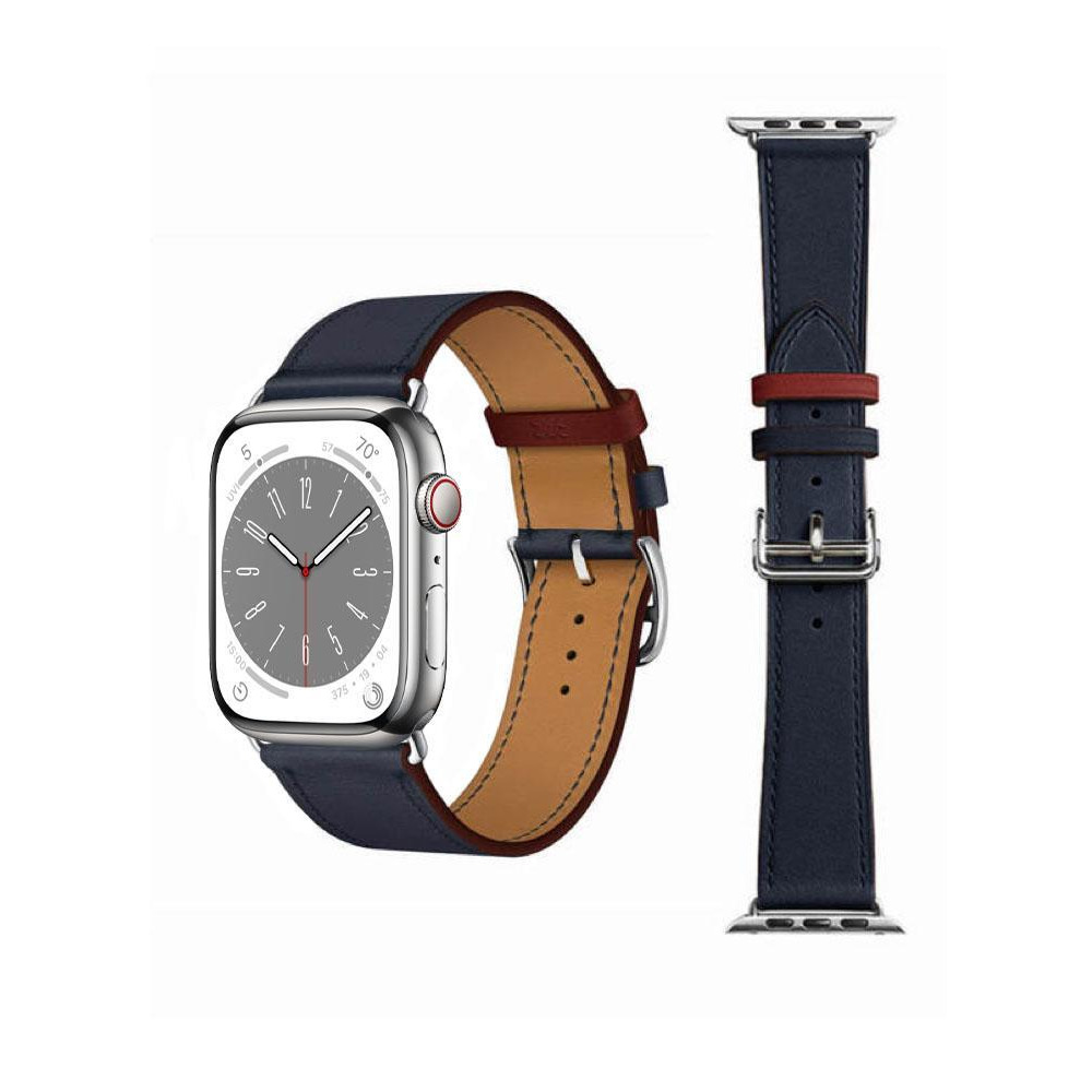 Perfii Genuine Leather Replacement Band For Apple Watch 49/45/44/42mm Series Ultra/8/7/6/5/4/SE - 1