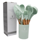 ComCreate / Cooking spoons, Silicone, Wood, Non-stick, 11 pcs  - 1 miniature