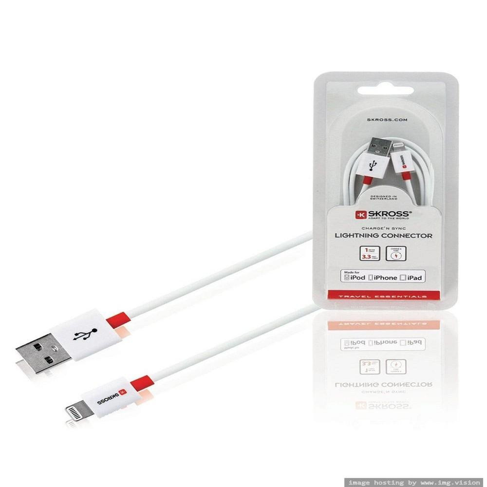سكروس، كابل، موصل لايتنينج للشحن والمزامنة، أبيض، 1 متر - 1