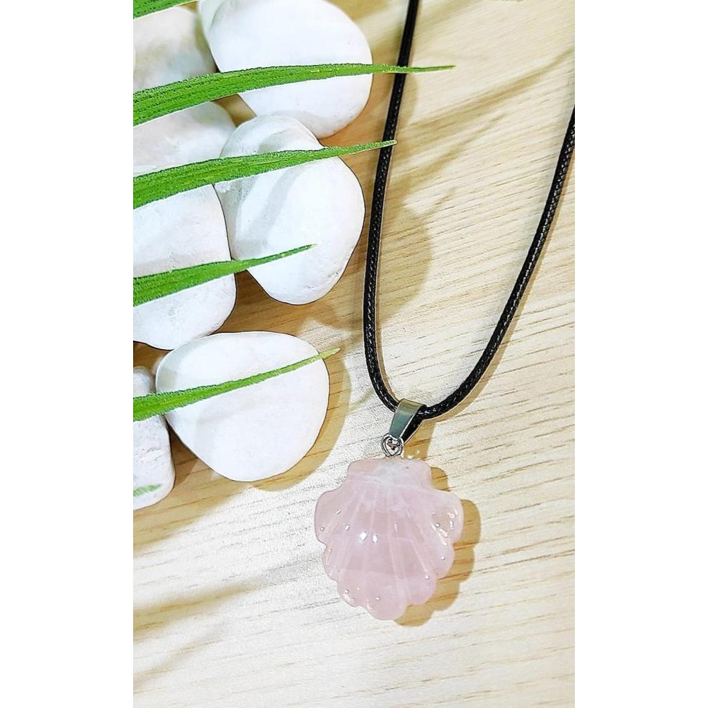 روز كوارتز شل على شكل قلادة الموضة - 5