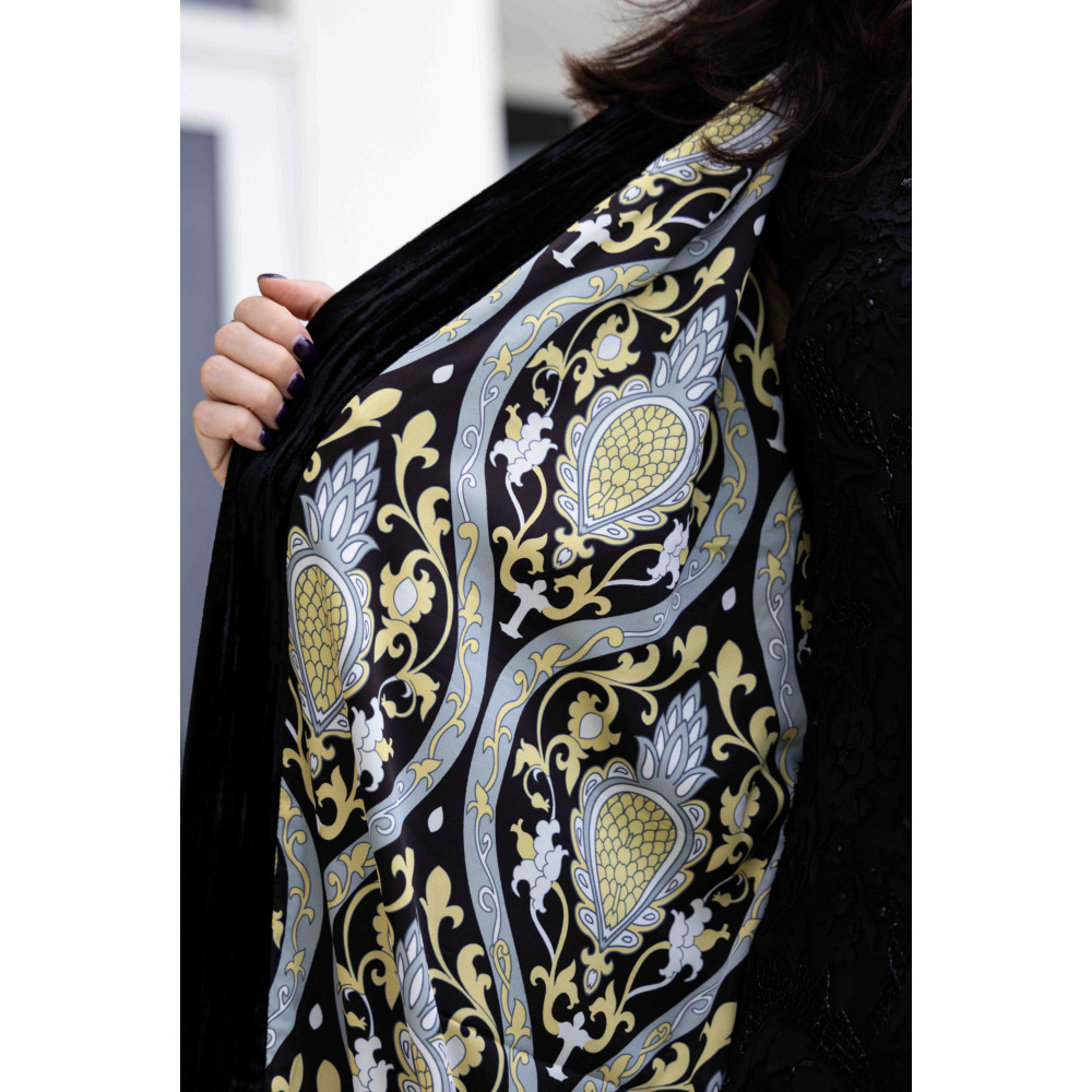Asian Spirit, Black Star Velvet Abaya Jacket, Free size (XS-XL) - 7