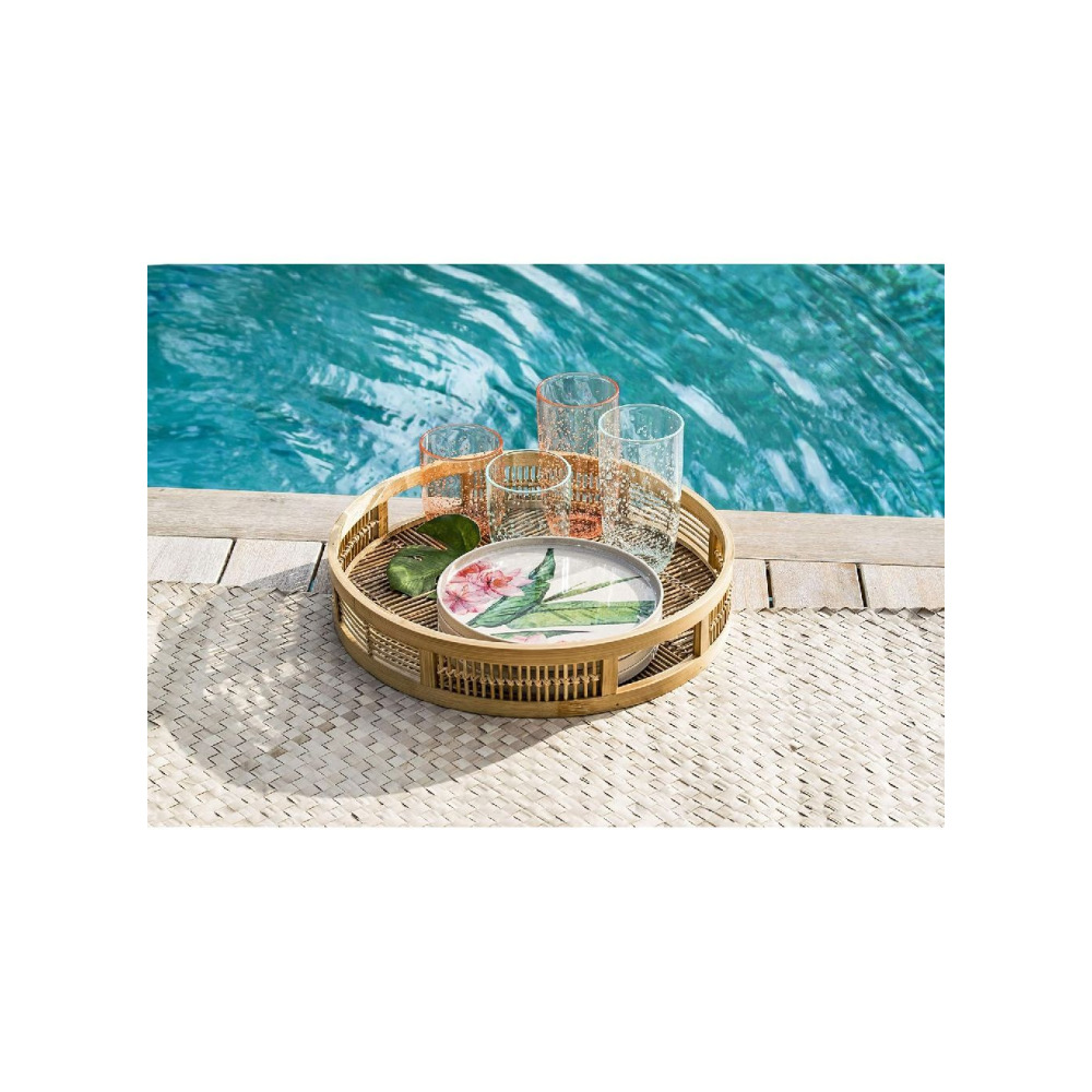TarHong Palermo Tropical Bamboo Round Platter, 14"", Proprietary Merge Material Mix (Bamboo powder & Melamine)" - 4