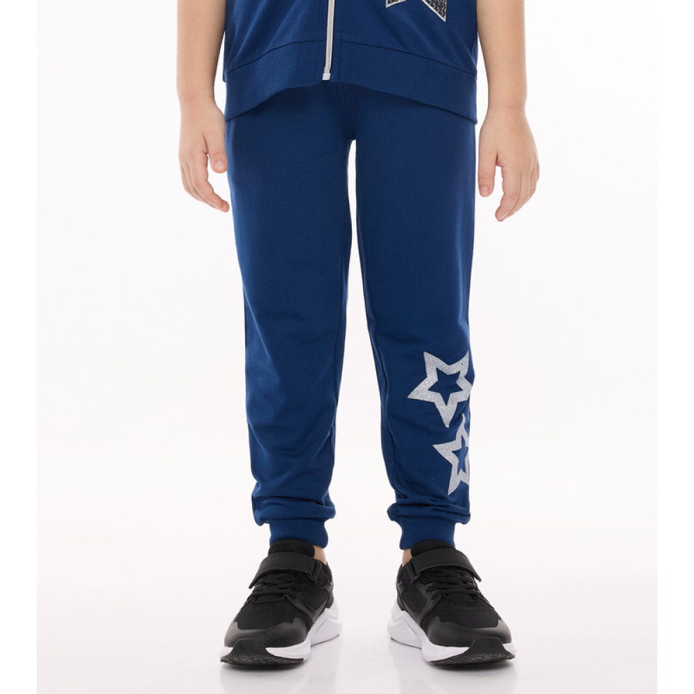 Комплект Из 2 ПРЕДМЕТОВ Для Девочек, Синий, Толстовка С КАПЮШОНОМ На МОЛНИИ с вышитой звездой + брюки (7-8 лет) - 5