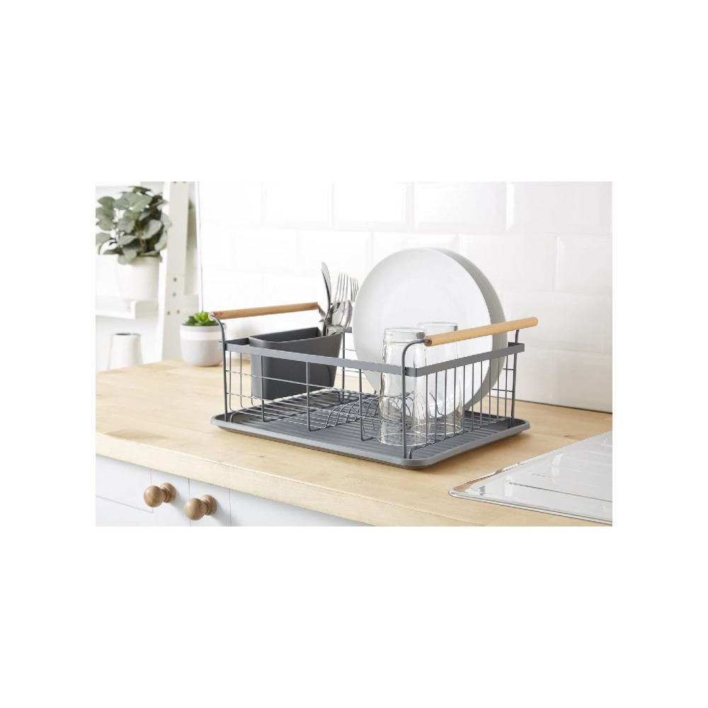 Swan SWKA5062GRYN Nordic Dish Rack with Removable Cutlery Basket, Grey - 6