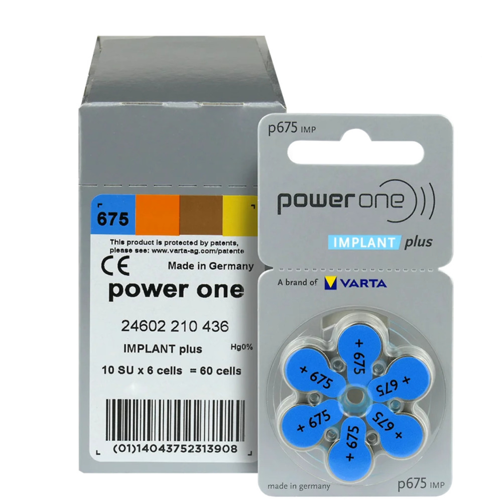 60-Pieces Powerone (Size 675) (IMPLANT plus) 1.45V Hearing Aid Batteries - 2