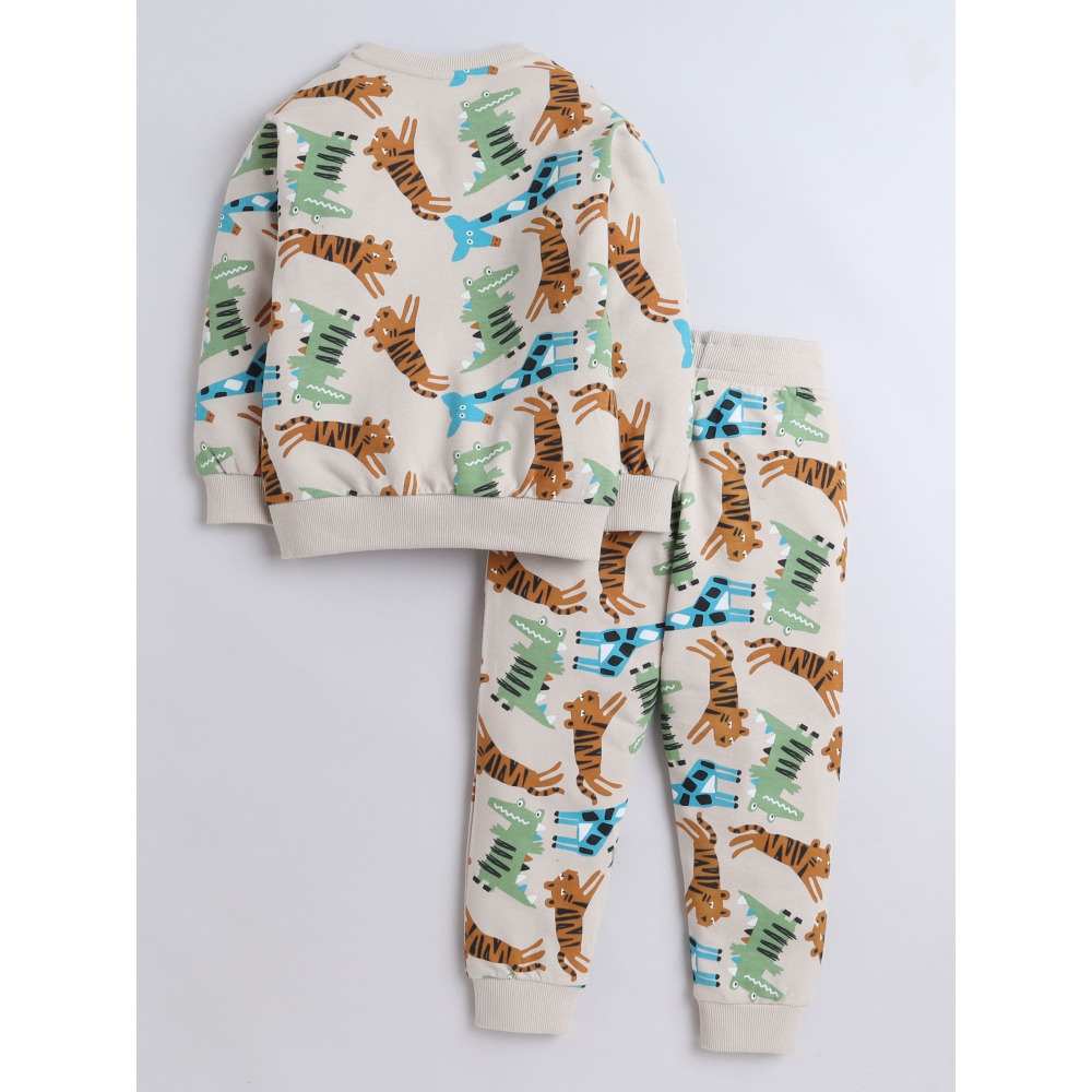 КОМПЛЕКТ ИЗ 2 Предметов: толстовка С ПРИНТОМ и Джоггеры для мальчиков (12-18 месяцев), бежевый - 2