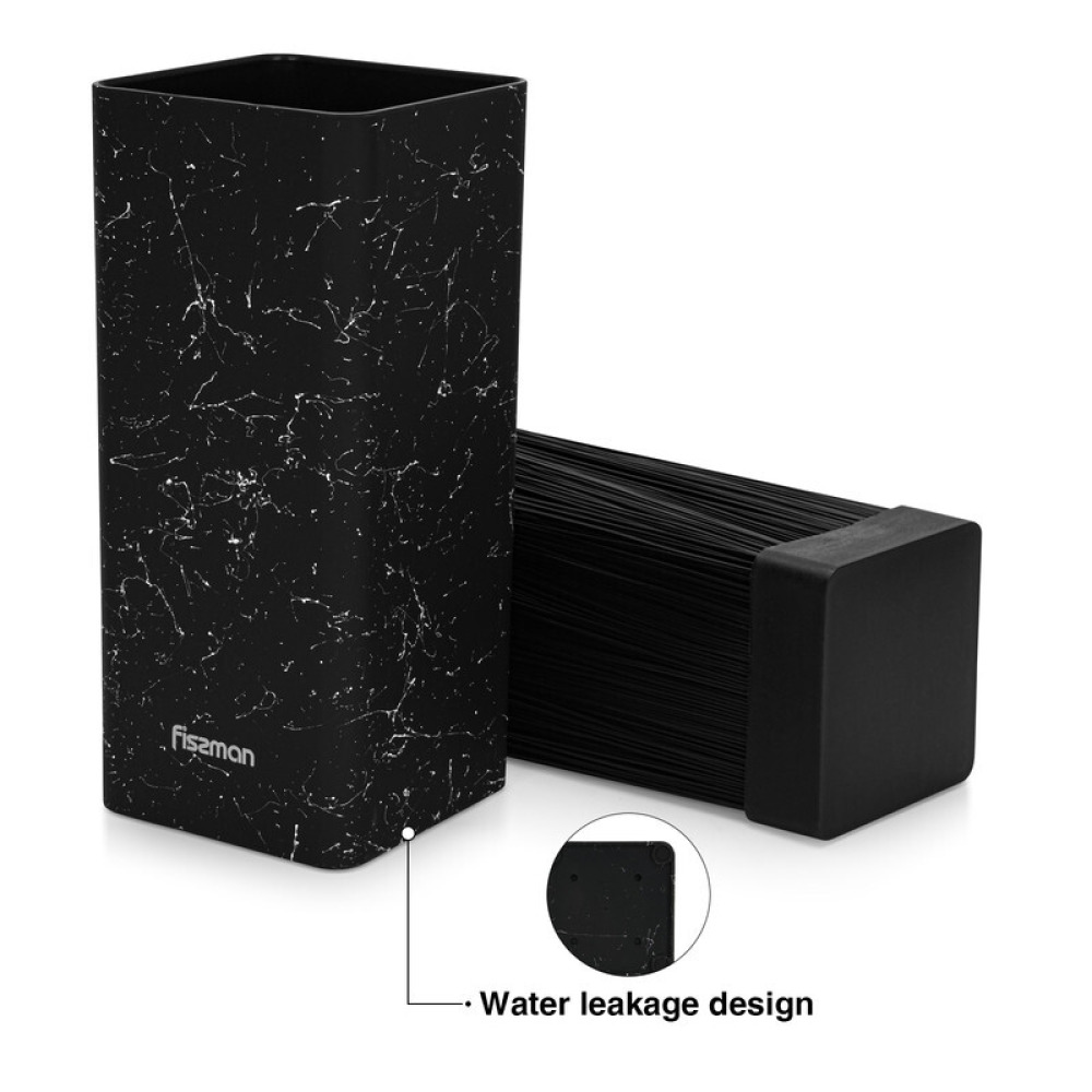 Fissman Kitchen Knife Organizer 10x10x22cm, Square Shaped, Black Marble (Plastic) - 6
